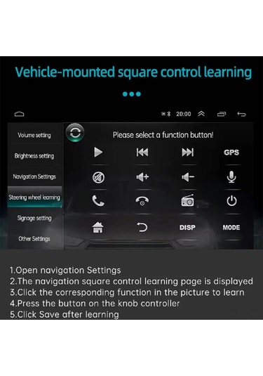 Fosenze Araba Direksiyon Kontrol Butonu 8 Tuşlu Işıklı Ekranlı Universal Android Multimedya Sistemi Uyumlu Siyah Abs+pc