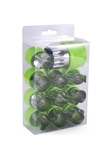 Yeşil 12 Adet/takım Sebze Meyve Kesici Paslanmaz Çelik Çiçekler Karikatür Şekli Kalıp Kek Bisküvi Kesme Kalıp Mutfak Kurabiye Kesici