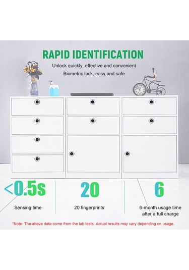 Vkemall T22 Akıllı Parmak İzi Kilit - Anahtarsız Hızlı Açma - Çekmece, Dolap, Valiz Uyumlu - Gümüş Renk - Çelik Ve Çinko Alaşımlı