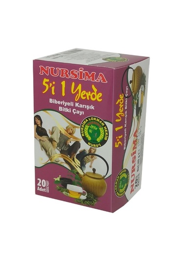 Nursima 5 'i 1 Yerde Biberiyeli Karışık Bitki Çayı 20 'li Süzen Poşet
