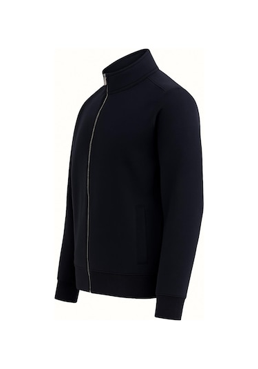 Troy Slim Fit Erkek Tam Fermuarlı Ceket - 7441 Siyah