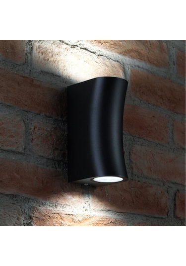 Amber Işık Çift Yönlü Iç Ve Dış Mekan Bahçe Teras Duvar Apliği Siyah