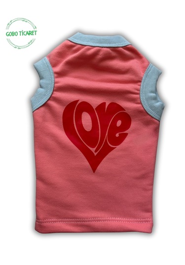 Yumuşacık Şeker Pembe Kedi Ve Köpek Kıyafeti Elbisesi Love Baskılı - Xs, S, M, L Beden