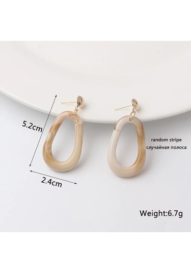 Guangtuo Akrilik Kadın Dangle Küpe - Hollow Geometrik Desenli Leopar Şerit Kolye Antik Gümüş Kaplama