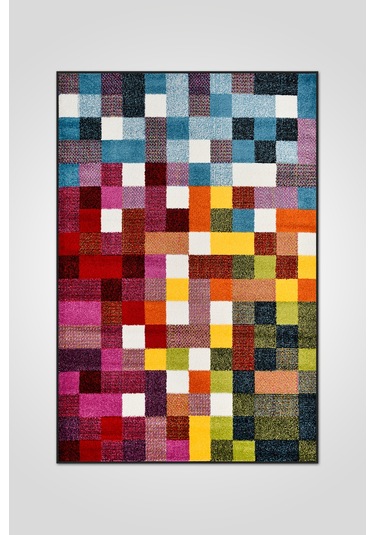Colora Halı Koleksiyonu Yumuşak Renkli Kare Halı, Tozumaz, Modern Tasarım Ve Kolay Temizlik Multi 1