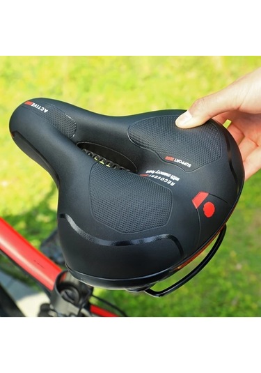 Motion003 Bisiklet Sele Yastığı Siyah 24.99x19.99x8.99 Cm Kalın Geniş Rahat Yumuşak Tüm Bisikletler İçin 2 Boyut Siyah