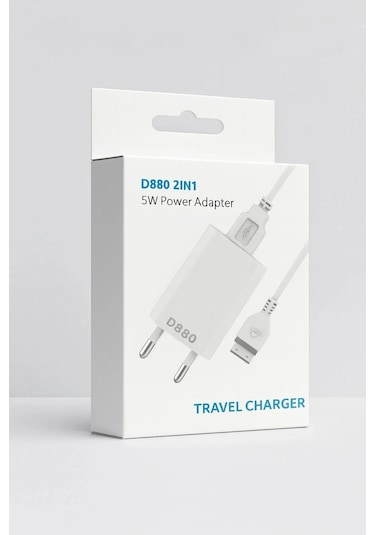 D880 5w Usb Şarj Aleti 2in1 Kablolu Ev Tipi Adaptör Telefon Şarj Cihazı