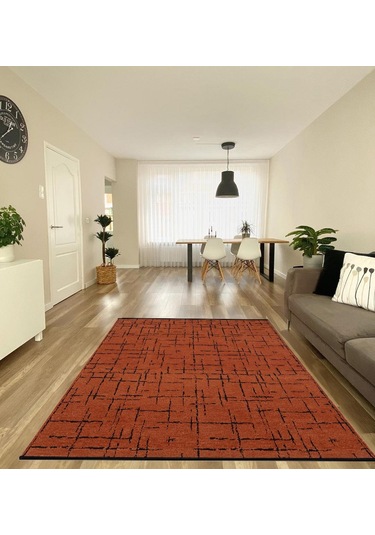 Çam Halı Bodrum Bdr 118 Kiremit Özel Latex Kaymaz Tabanlı Kilim