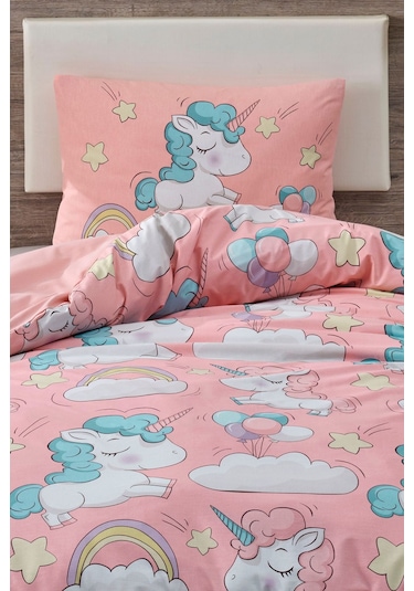 Enlora Home Junior Nevresim Seti Tek Kişilik Unicornio Pembe