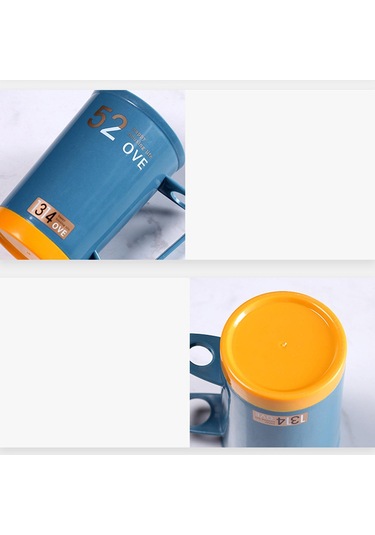 Suntek Yetişkin Arkadaşlar Için Kulplu Banyo Tumbler Kupası Mavi