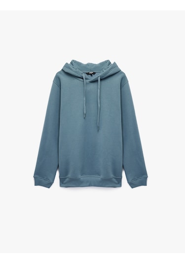 Koton Şardonlu Uzun Kollu Basic Kapşonlu Sweatshirt Mavi 6wam70015mk Mavi