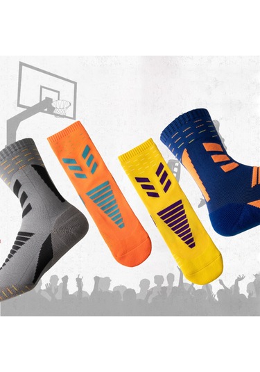 Gajeena Erkek Spor Çorapları, Mid-calf, Nylon, Nem Emici, Soluk, Anti Kayma, Basketbol Futbol Koşu İçin, Beyaz Gri Desen, Tek Boyut Beyaz