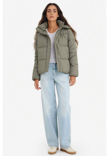 Defacto Regular Fit Kapüşonlu Fermuarlı Şişme Mont F2143ax25wnkh6 Haki-kh6