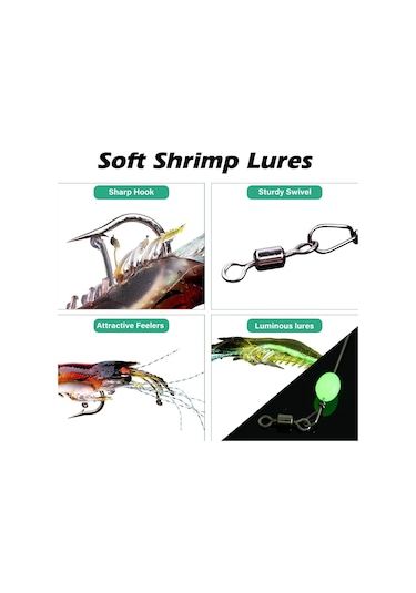 Valkyrie Fosforlu Gerçekçi Silikon Karides Balık Yemi 5 Adet Kutulu - 7.5 CM - 5.5 GR