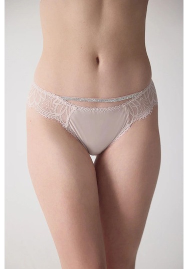 Magic Form 486 Kadın Arkası Dantelli Taşlı String Külot-pudra Pudra