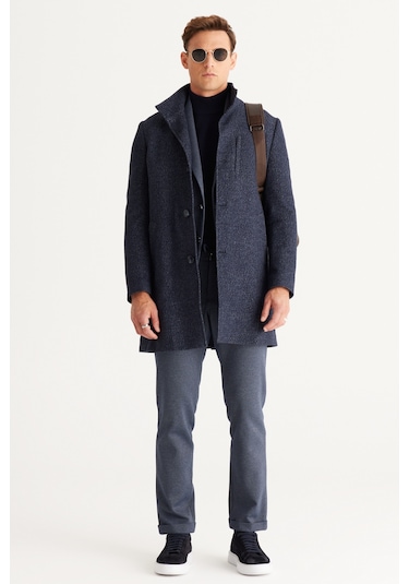 Altinyildiz Classics Erkek Lacivert Standart Fit Normal Kesim Yarım Balıkçı Yaka Triko 4A4923100005LACXXL Lacivert