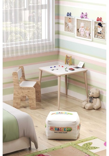 Miracle 3d Çocuk Oyun Etkinlik Çalışma Masası Ve Sırt Dayamalı Sandalye Aktivite Masası Atlantik