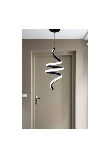 Renkoled Aydınlatma 3 Renk Işıklı Modern Sarkıt Led Avize Siyah Kasa Siyah