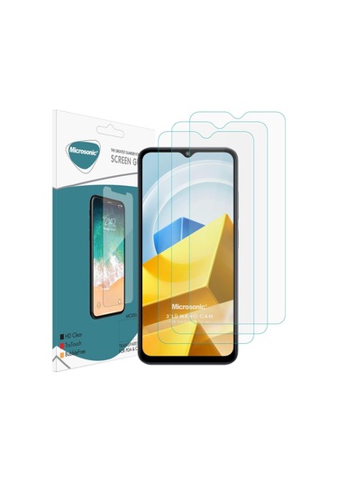 Microsonic Xiaomi Poco M5 Screen Protector Nano Glass Cam Ekran Koruyucu 3 Lü Paket