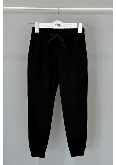 Erkek Çocuk Beli Ve Paçası Lastikli 2 Cepli Eşofman Altı Siyah