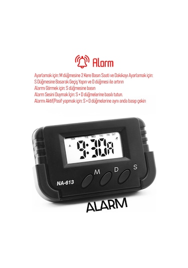 Pomodoro Öğrenci Saati Kronometreli Alarmlı Takvimli Dijital Ders Çalışma Saati Masa Oto Saati Siyah