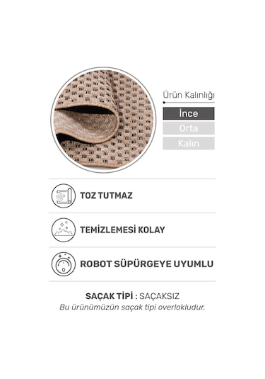 Sierra Halı Jüt Hasır Görünümlü Modern Kilim Ve Yolluk, İnce Bukle Dokuma Kahve Bej
