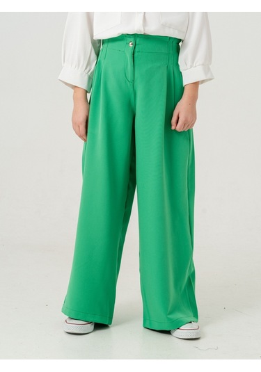 Kız Çocuk Çift Pileli Pantolon 2567 Yeşil