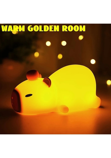 Şirin Mini Kapibara Gece Lambası Pille Çalışan Karikatür Lamba 1 Çok Renkli