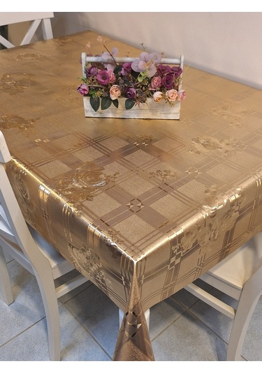 Gold Parlak Silinebilir Masa Örtüsü - Elyaflı Pvc Muşamba Gdl601 Bakır