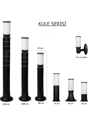 Kule Uzun 42 Cm Set Üstü Bahçe Lambası Zita Bahçe Aydınlatma