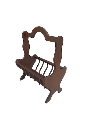 Gazete Sehpa Model Kayın Mdf Torna Tabla Parlak Ceviz Boya Tutmalık El Yapım