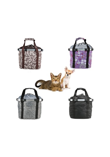 Geeksen Kedi Çantası Dağ Bisikleti Alüminyum Alaşımlı Sepet Bisiklet Sepeti Ön Çanta Hızlı Açma Sepeti Evcil Hayvan Çantası Mor Çiçek