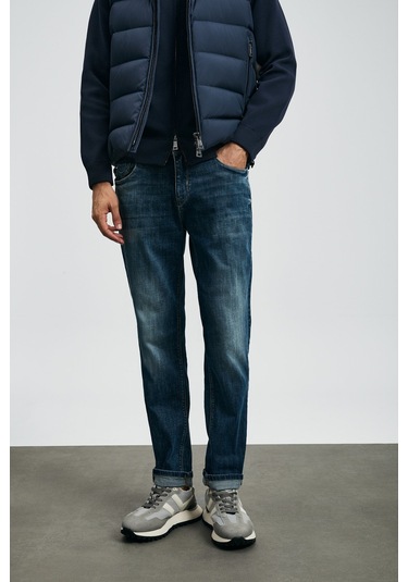 Lufian Erkek Lukas Spor Slim Fit Jean Pantolon 112200231 Mavi Mavi
