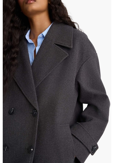 Defacto Regular Fit Düğmeli Uzun Kaşe Kaban F1197ax25wnar229 Antrasit-ar229