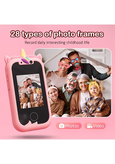 Çocuklar İçin Telefon, 3 4 5 6 7 8 9 10 11 12 Yaşındaki Kızlar/erkekler İçin Oyuncak Telefon, Küçükler İçin Dokunmatik Ekran Telefonu Öğrenme Oyuncağı, Video İle Çocuk Kamerası, Kızlar İçin 512mb Pembe