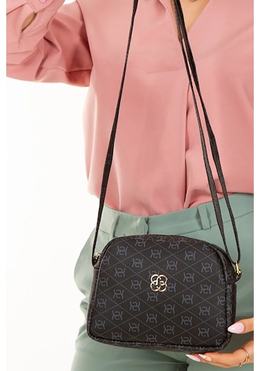 Bizoon Np286 Kadın, Desenli Çapraz Askılı Omuz Çantası 20x15x6 Cm Kahve