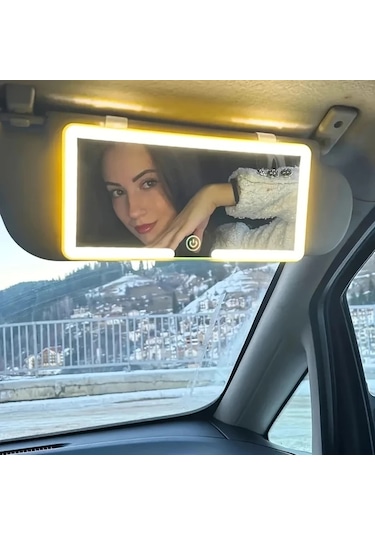 Dashanshop Beyaz Işıklı Ayrılabilir Led Araç Aynası - Yolcu Koltuğu Makyaj Aynası, Tüm Araçlara Uygun Beyaz
