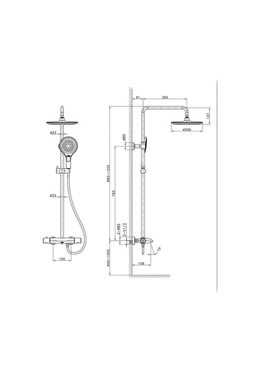 Eva Banyo Fontana Fm-0151 Krom Duş Ünitesi Diğer