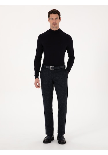 Cacharel Lacivert Slim Fit Yün Karışımlı Kumaş Pantolon