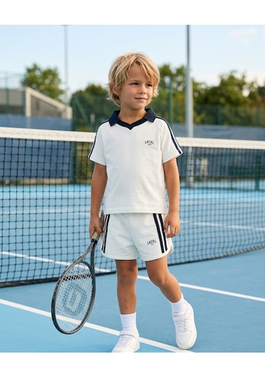 Baby Lory Kids Store Şeritli Polo Yaka Takım Beyaz