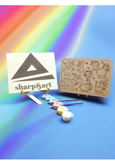 Ahşap Hayvanlar Puzzle Boyama Seti, Boyarken Öğrensinler