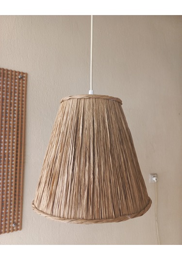 N-66 Kahverengi Rafya El Yapımı Avize Kahverengi Kahverengi