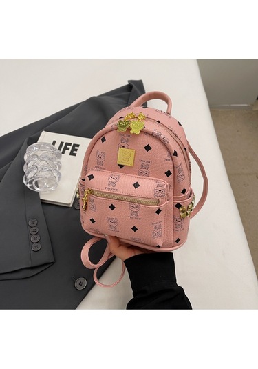 Lyon Sırt Çantası Kadın Sırt Çantası Yaz Modası Premium Öğrenci Günlük Çanta - Pembe Pembe