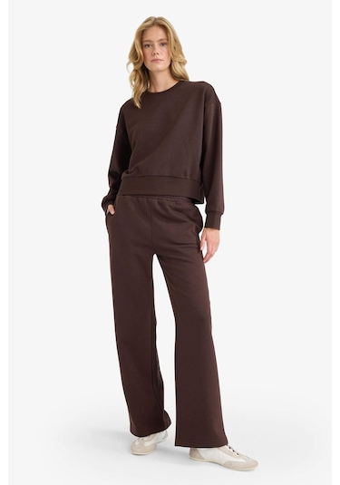 Defacto Boxy Fit Basıc Sweatshirt B8568AX25AU Kahve