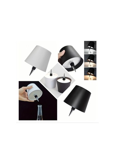 Honeybeeshop Beyaz 1200mah Sarj Edilebilir Led Sarap Sisesi Fis Isigi Bar Yemek Masasi Lambasi Dokunmatik Uc Renkli Yatak Odasi Tasi Beyaz