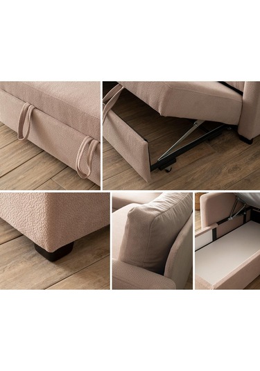 Pafu Kado Yataklı Köşe Koltuk Takımı - Bohem Vizon Vizon