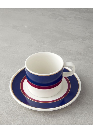 Carny Bone Porselen Fincan Takım 4 Parça 2 Kişilik Fuşya-lacivert Fuşya-lacivert