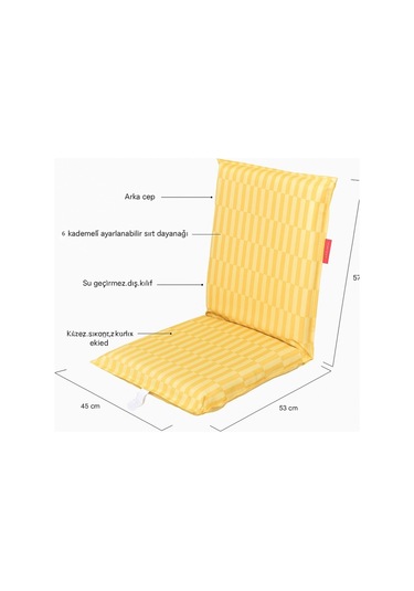 Flamingueo Blake Katlanır 6 Pozisyonlu Plaj Koltuğu Sarı Sarı