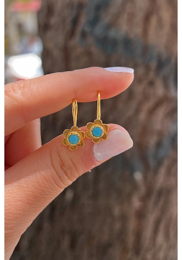 Gümüş Mavi Taşlı Çiçek Model Çocuk Küpe Diğer
