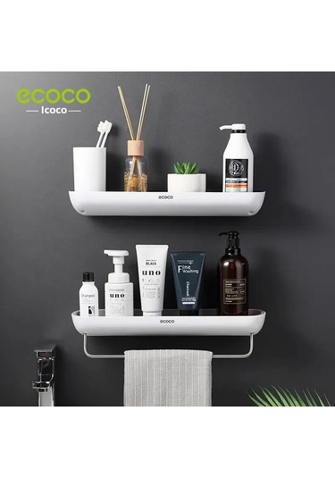 Yunboo Duvar Takılı Banyo Organizer, Delmezsiz Kurulum, Plastik Materyal, Çok Fonksiyonlu, Havlu Çubuğu İçeren Gri Dolu Set, Tuvalet Malzemeleri Saklama Rafı Diğer